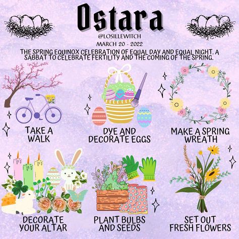 Losille’s Coven | Lucia Quinto on Instagram: "6 Simple Ostara Ritual Ideas! �🌸🌼🌷🌱☘️🦋🐑🐇🥚✨ ➡️ Searching for simple ways to celebrate it? Ostara Blessings! ✨ 🌸 The Spring Equinox…" Spring Equinox Celebration, Ostara Blessings, Content Graphic Design, Ostara Ritual, Wicca Holidays, Ritual Ideas, Witches Wheel, Pagan Magick, Pagan Spirituality