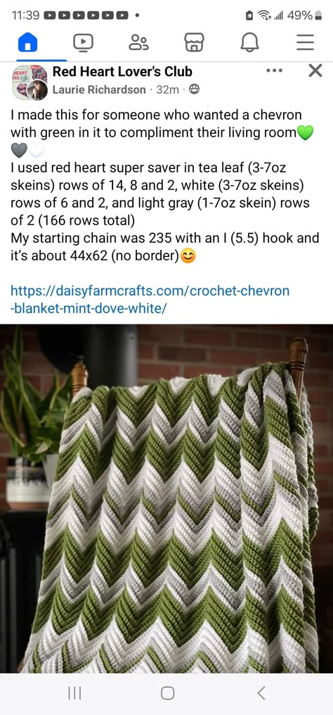 Laurie Richardson Chevron Crochet, Green Pallets, Ripple Afghan, Chevron Crochet, Crochet Blanket Afghan, Green Chevron, Afghan Patterns, Blanket Patterns, Crochet Blanket Patterns