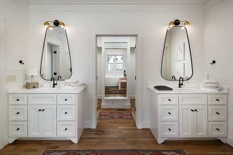 Master Bath Separate Vanities, Sw Greek Villa, Separate Vanities, Greek Villa, Black Painted Walls, Master Bath And Closet, Bathroom Closet, Master Bath Remodel, Bathroom Top