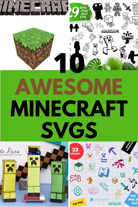 If you are planning a minecraft party or want to do some Minecraft crafting, then you need to check out this list of great Minecraft SVGs and Cut files. This list has everything you need including Minecraft logo SVG, Minecraft Creeper SVG, Minecraft Sword SVG and more! #SVG #Minecraft #MINECRAFTSVG #Cricut #BrotherScanandCut Minecraft Birthday Party Decorations Cricut, Minecraft Cricut Projects, Cricut Minecraft, Minecraft Cards, Minecraft Classroom, Minecraft Svg, Minecraft Printables Free, Minecraft Font, Boys Birthday Party Games