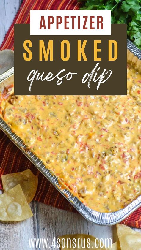 Camping Cheese Dip, Campfire Queso Dip, Grilled Queso Dip, Dip On The Grill, Queso On The Grill, Campfire Queso, Sausage Queso Dip, Smoked Queso Dip, Sausage Queso