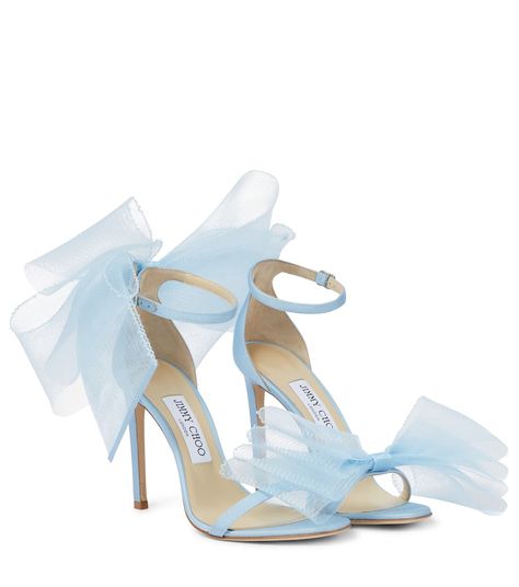 Jimmy Choo - Aveline 100 bow-trimmed sandals | Mytheresa Hak Tinggi, Mesh Bows, Women High Heels, Cadillac Escalade, High Heels Stilettos, Womens High Heels, Manolo Blahnik, Wedding Shoes, Fascinator