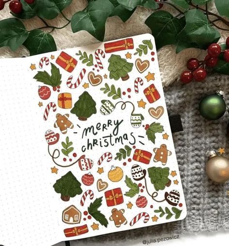 December Bullet Journal Ideas, December Bujo, Artist Hue, Monthly Ideas, Journaling Doodles, Bullet Journal Christmas, December Bullet Journal, Reading Journals, Journal Christmas