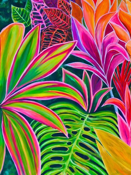 Canvas Painting Made Easy for Beginners at $90 Tropical Painting, Heart Flowers, Plant Painting, Tropical Art, Flower Art Painting, Plant Art, Leaf Art, Open Heart, Mural Art