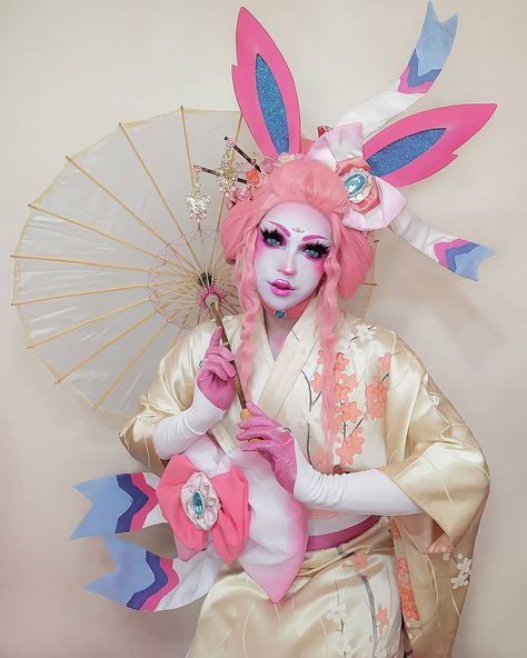 Sylveon Gijinka, Sylveon Cosplay, Cosplay Makeup, Drag Race, May 7, Gloves, Wigs, Pokemon, Princess Zelda