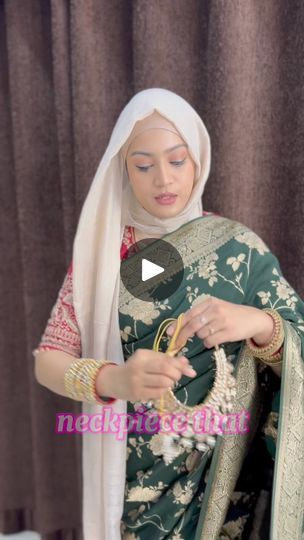 9.5K views · 426 reactions | The most requested hijab tutorial with necklace jewellery 

Saree Benarasi Kuthi
Blouse Drape & Design by Aliya
Jewellery Pearl Kingdom
Lens Siesta... | By Nermeen AhmedFacebook Saree With Pearl Jewellery, Hijab With Necklace, Saree With Hijab, Saree Drape, Jewellery Pearl, Designer Drapes, Saree Look, Hijab Tutorial, Pearl Jewelry