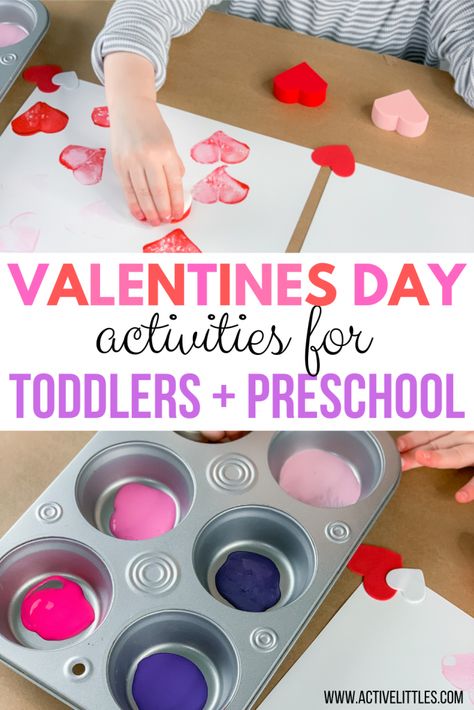 Valentines Day Activities for Toddlers and Preschool  - Active Littles Valentines Day Activities For Toddlers, Valentine Literacy Activities, Prek Valentines, Valentines Day Ideas For Kids, Literacy Activities For Preschoolers, Valentines Day Crafts For Preschoolers, Preschool Valentines Activities, Preschool Math Centers, Valentine Sensory