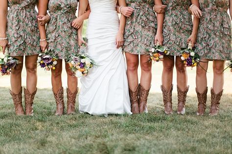 Camo Bridesmaid Dresses, Country Bridesmaid, Cowgirl Wedding, Camo Wedding, Cute Wedding Ideas, Western Wedding, Sister Wedding, Wedding Bridesmaid Dresses, Themed Wedding