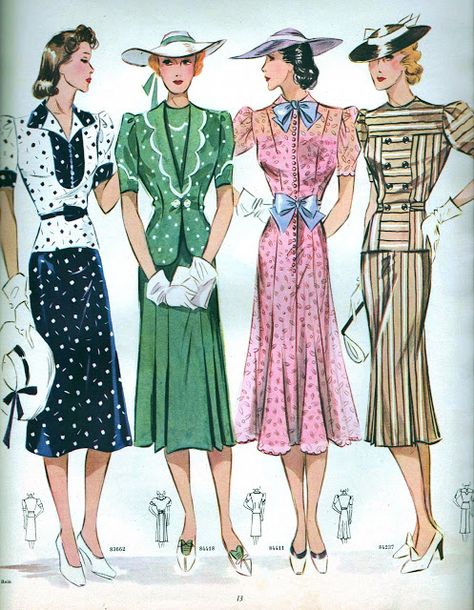 Stylish spring/summer fashions from Neue Moden July 1938. #vintage #1930s #fashion 1938 Fashion, Avengers Story, Vintage Catalog, Vintage Fashion 1930s, 1930 Fashion, 1930's Fashion, Young Frankenstein, Patron Vintage, July Fashion