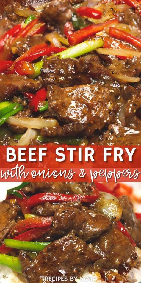 Indulge yourself with the best beef stir-fry that you can cook in less than 30 minutes! Featuring succulent beef that is perfectly complemented by caramelized onions and peppers, and coated in a savory sauce, this meal is perfect for lunch and dinner. With our tips, you'll be able to prepare this easy dinner recipe while ensuring that the beef remains tender! This mouthwatering recipe is sure to become a favorite so why order takeout when you can make this delicious homemade stir-fry in no time? Best Pepper Steak Recipe, Beef Stir Fry Sauce, Steak Stirfry Recipes, Stir Fry Meat, Chinese Pepper Steak, Stir Fry Sauce Recipe, Homemade Stir Fry, Steak Stir Fry, Pepper Steak Recipe