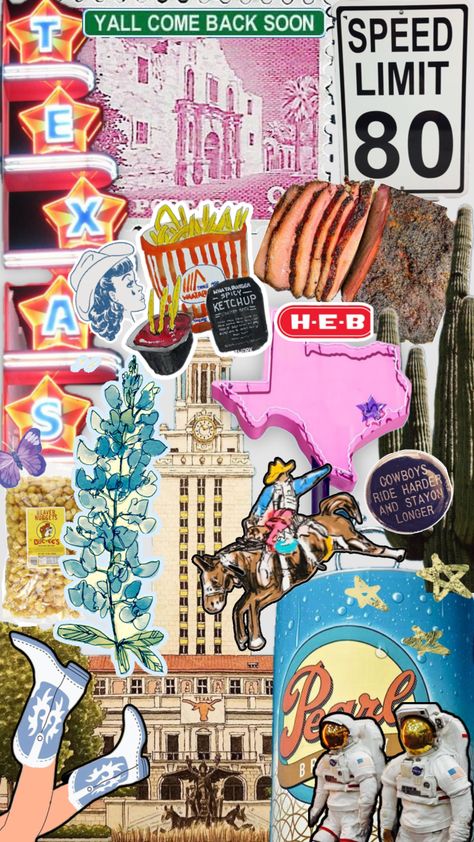 #texas #wallpaper #sanantonio #houston #dallas #austin Texas Wallpaper, Floral Wallpaper Desktop, Pretty Collage, Collage Quotes, Texas Aesthetic, Texas Boots, Miss Texas, Pocket Vest, Texas Art