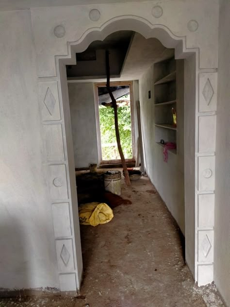 Hall To Dining Arch Design, Kitchen Entrance Design, Kitchen Elevation, Arch Designs For Hall, House Front Wall Design, Pooja Door Design, Pooja Door, Arch Designs, Down Ceiling