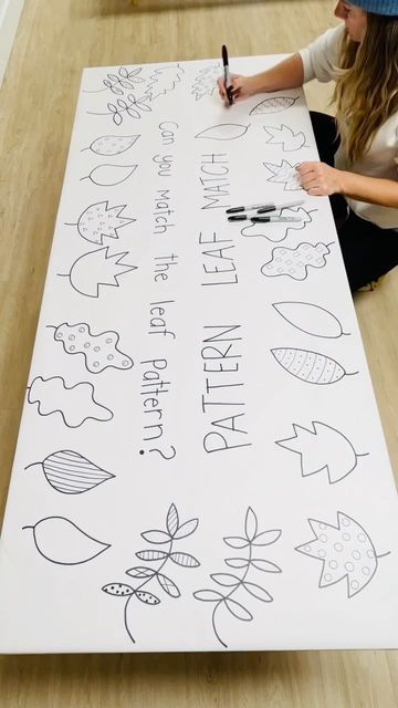 November Butcher Paper Activities, Autumn Year 1 Activities, Autumn Maths Activities For Preschool, Autumn Literacy Activities, Fall Butcher Paper Activity, Leaves Kindergarten Activities, Fall Butcher Paper Activities Preschool, Pattern Art Preschool, Butcher Paper Activities Kindergarten