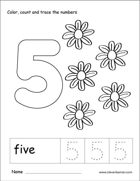 Number 5 tracing and colouring worksheet for kindergarten Colouring Worksheet, Coloring Worksheets For Kindergarten, Fun Activities For Preschoolers, Preschool Number Worksheets, 20 Number, Preschool Tracing, Tracing Worksheets Preschool, Numbers Kindergarten, Numbers Preschool