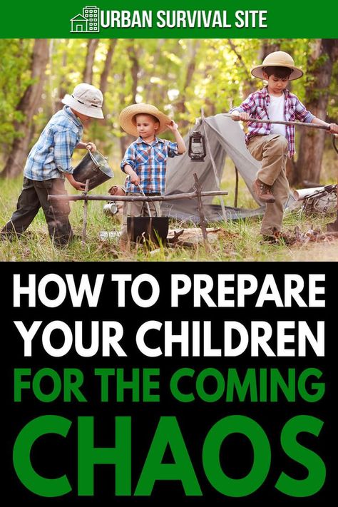 There are many ways to teach your children survival skills without scaring them. Here's how to prepare them for the coming chaos. End Of The World Survival, Doomsday Prepping For Beginners, Prepping For Beginners, Kids Survival Skills, Survival Skills Emergency Preparedness, Water Survival, Solar Energy Kits, Off Grid Survival, Doomsday Preppers