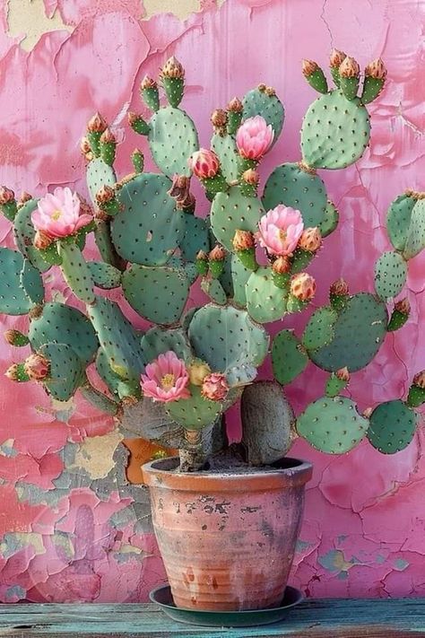 Mexican Cactus Garden, Flowers Of Mexico, Prickly Pear Cactus Flower, Unique Cactus Plants, Fancy Plants, Cactus Mexico, Cactus With Flowers, Cactus Varieties, Prickly Pear Flowers