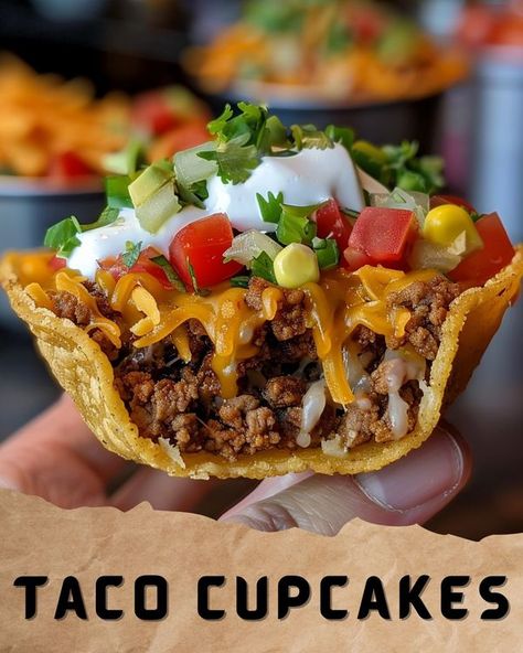 Taco Cup, Taco Cupcakes, Pesto Dishes, Chicken And Sausage Jambalaya, Corn Bread Bake, Philly Cheese Steak Sliders, With Cornbread, Ground Beef And Potatoes, Bite Size Food