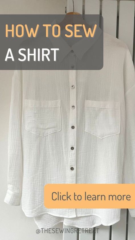 How To Sew A Collared Shirt, Womens Button Down Shirt Pattern, Long Shirt Patterns For Women, How To Stitch Shirt For Women, How To Sew A Blouse For Beginners, Sewing A Shirt For Beginners, How To Sew Long Sleeve Shirt, Sew Button Up Shirt, Shirt Placket Tutorial