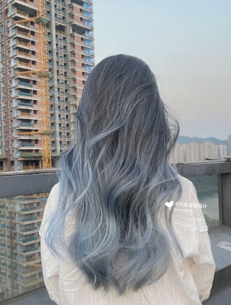 hii Ash Blue Hair, Hair Color Swatches, Fall Blonde Hair Color, Fall Blonde Hair, Light Blue Hair, Korean Hair Color, Dip Dye Hair, Hair Inspiration Long, Hair Tint