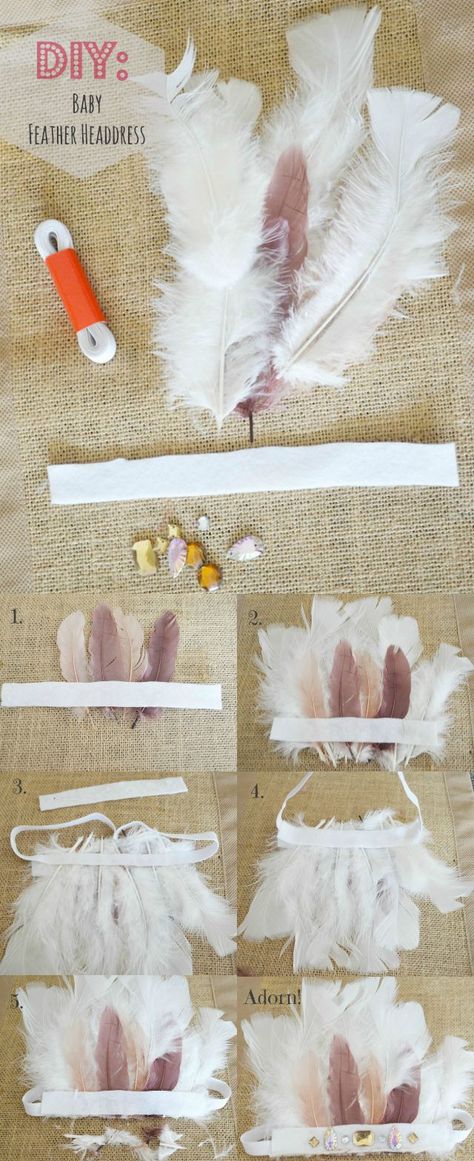 Diy Pow Wow Party, Diy Baby Costumes, Feather Headdress, Fantasias Halloween, Baby Diy, Diy Headband, Flower Hats, Baby Costumes, Diy Baby