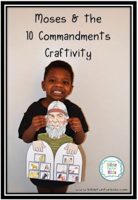 Moses and the 10 Commandments Craftivity with several printing options, color and black & white and easy to assemble #Biblefun 10 Commandments Preschool, 10 Commandments Craft Preschool, Israelites In The Wilderness, Moses And The 10 Commandments, Moses Ten Commandments, Moses And The Ten Commandments, 10 Commandments Craft, Bible Buddies, Bible People