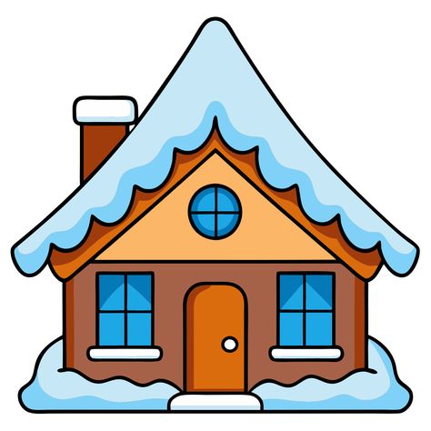 House in Winter Clipart Winter House Illustration, House In Winter, Single House, Snow House, House Cartoon, House Clipart, Winter Clipart, Cozy Accessories