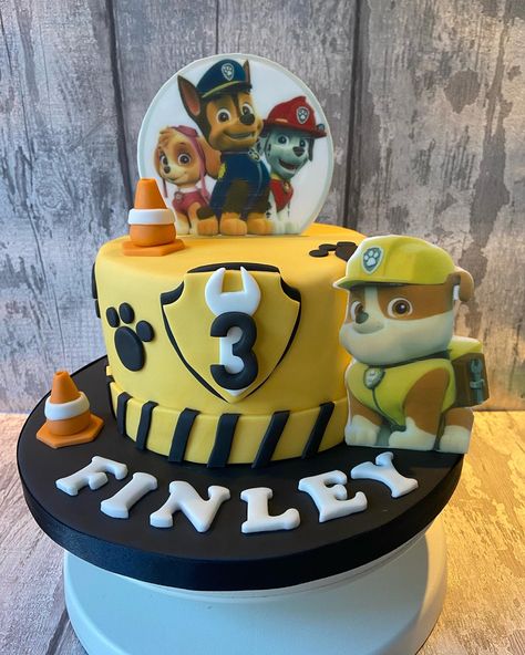 Classy Paw Patrol Birthday, Paw Patrol Rubble Birthday Cake, Paw Patrol Construction Cake, Rubble And Crew Birthday Cake, Paw Patrol Cake Rubble, Rubble Cake Paw Patrol, Rubble Paw Patrol Party Ideas, Rubble Birthday Cake, Rubble Paw Patrol Cake