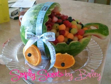 watermelon baby carriage fruit basket | Watermelon Baby Carriage Baby Shower Fruit Tray, Fruit Basket Watermelon, Watermelon Baby Carriage, Baby Shower Watermelon, Baby Shower Fruit, Fruit Creations, Watermelon Baby, Watermelon Carving, Fruit Displays