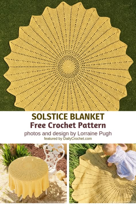 Crochet Sunflower Blanket Free Pattern #freecrochetpatterns #blanket Crochet Blanket Ideas, Sunflower Blanket, Cozy Pattern, Easy Knitting Projects, Blanket Ideas, Crochet Table, Crochet Sunflower, Crochet Tablecloth, Doily Patterns