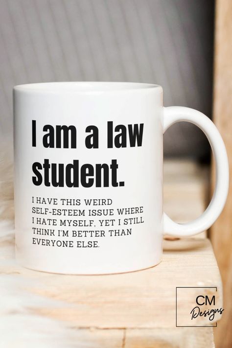 Law student must haves, work gag gifts, funny law student, legal scholar lawyer law school gifts Student Must Haves, Law Facts, Gifts For Law Students, Law Graduation, College Collage, Law School Humor, In Laws Humor, School Aesthetics, Lawyer Humor