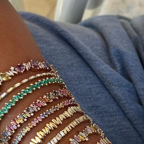 Wrist Stack, Jewellery Luxury, Wrist Stacks, Stack Bracelet, Jewellery Diamond, Suzanne Kalan, Rainbow Jewelry, Luxury Jewellery, Fine Jewellery