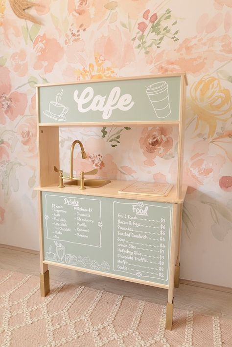 Ikea Kids Kitchen Hack, Ikea Toy Kitchen, Ikea Play Kitchen Hack, Ikea Kids Kitchen, Ikea Play Kitchen, Interior Design Wallpaper, Ikea Duktig, Baby Playroom, Basement Playroom