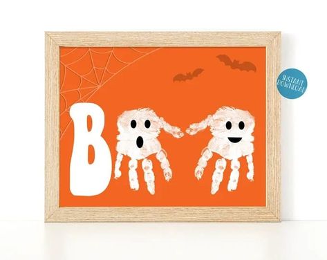 Boo Halloween Handprint Keepsake, Ghost Footprint Art Handprint Art, Halloween Printable, DIY Kids Craft, Halloween Card, Toddler Handprint Handprint Art Halloween, Halloween Handprint, Handprint Keepsake, Halloween Downloads, Footprint Keepsake, Craft Halloween, October Crafts, Carte Halloween, Hand Prints