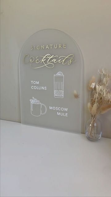 Bewilderly® Wedding Signage & Calligraphy on Instagram: "For T & C ✨ Full arch frosted acrylic signature cocktail sign with bespoke illustrations ✨ #signaturecocktail #signaturecocktails #signaturecocktailsign #weddingsign #weddingsigns #weddingsignage #frostedacrylic #barsign" Frosted Acrylic Signature Drink Sign, Wedding Bar Signage, Signature Drink Sign, Cocktail Sign, Signature Cocktail Sign, Bar Signage, Wedding Decor Diy, Diy Wedding Decor, Cocktails Sign