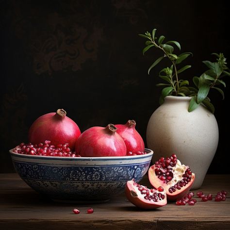 Pomegranates ceramic bowl background fruit.  | free image by rawpixel.com / som Bowl Of Pomegranates, Pomegranate Still Life, Background Fruit, Wood Apples, Pomegranate Fruit, Princess Diaries, Ceramic Bowl, A Bowl, Ceramic Bowls