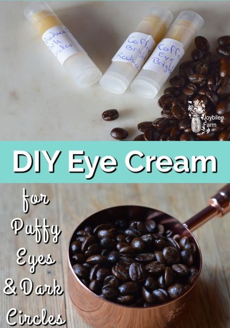 Eye Cream Recipe, Coffee Eye Cream, Eye Bag Cream, Puffy Eyes Remedy, Baggy Eyes, Homemade Eye Cream, Cream For Dark Circles, Caffeine Eye Cream, Diy Eye Cream