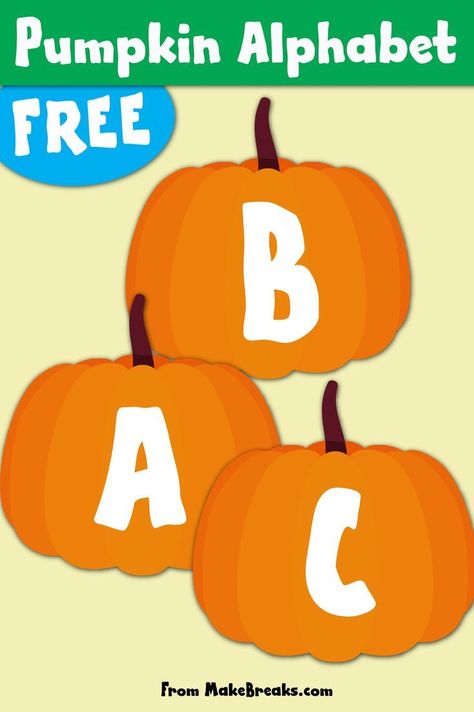 Free printable pumpkin themed alphabet with letters placed on orange pumpkins for classroom decor, crafts, party decor, greeting cards and more! Ideal for Halloween and Thanksgiving parties. Pumpkin Letters Printable, Classroom Decor Crafts, Pumpkin Alphabet, Letters To Print, Thanksgiving Letter, Fall Lesson Plans, Fall Lessons, Pumpkin Printable, Thanksgiving Preschool