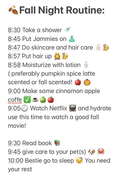 Autumn After School Routine, Cozy Fall Morning Routine, Autumn Night Routine, Fall Shower Routine, Autumn Morning Routine, Fall Routine Ideas, Autumn Routine, Fall Night Routine, Fall Routine