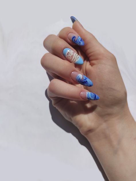 Water Nails, Nails Inspired, Cute Simple Nails, Anime Nails, Edgy Nails, Beach Nails, Fire Nails, Cool Nail Art, Cute Acrylic Nails