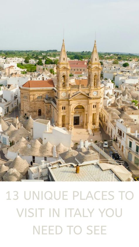 Aerial view of a historic church in a town with conical-roofed houses, Italy. Places To Visit In Italy, Best Places In Italy, Italy Tourism, Visiting Italy, Things To Do In Italy, Places In Italy, Unique Travel, Unique Places, Travel Places