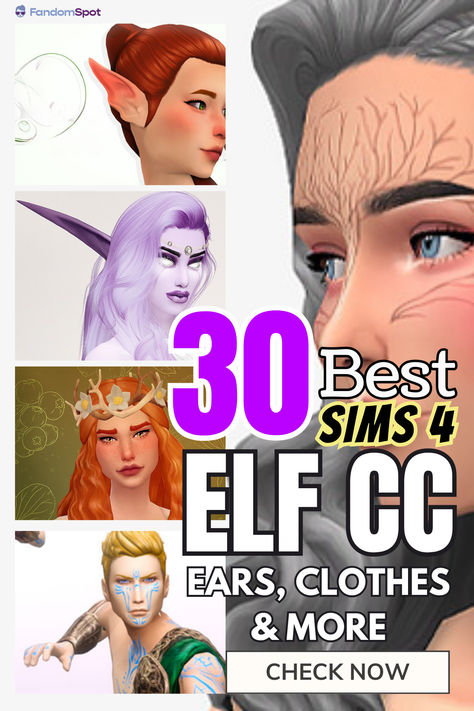 Need more elf-themed goodies in your TS4 gameplay? This list has all the maxis match CC you could need from elf ears to clothes to custom skin details. Sims 4 Ears Presets, Ears Sims 4 Cc, Sims4 Elf Cc, Sims 4 Cc Goblincore, Sims 4 Elf Tattoos, Sims 4 Cc Dungeons And Dragons, Dnd Sims 4 Cc, Sims 4 Elf Clothes, Sims4 Cas Cc