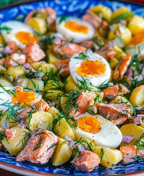 Potatoe Salad, Plats Healthy, Salmon Potato, Potato Salad Recipe, God Mat, Simply Delicious, Potatoe Salad Recipe, Simple Recipes, Hard Boiled