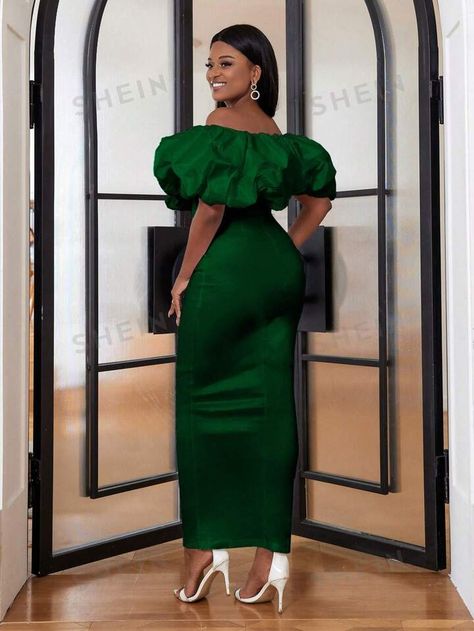 Green  Collar Short Sleeve Woven Fabric Plain Bodycon Embellished Non-Stretch  Weddings & Events Emerald Green Prom Dress, Prom Evening Dresses, African Attire For Men, Womens Prom Dresses, Plain Dress, Green Prom Dress, Elegant Dresses Long, Plus Size Fashion For Women, African Attire