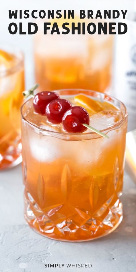 Skip the supper club and make this classic cocktail at home. This Wisconsin brandy old fashioned recipe can be made sweet or sour. Swap whiskey if you want, just don’t forget the cherries. #oldfashioned #brandy Ole Fashioned Cocktail, Brandy Sour Cocktails, Brandy Old Fashioned Recipes, Brandy Old Fashioned Sweet, Wisconsin Old Fashioned Cocktail, Cocktails With Brandy, Brandy Recipes Drinks, Drinks With Brandy, Brandy Old Fashioned Wisconsin