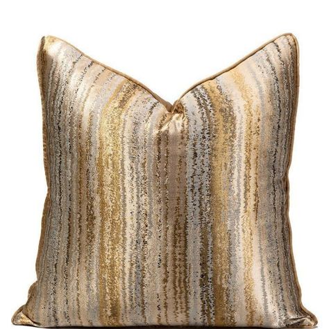 Golden Sofas, Luxury Sofa Living Room, Old Pillows, Sofa Lounge, Bantal Sofa, Grey Throw, Rectangle Pillow, Striped Cushions, Sofa Cushion Covers