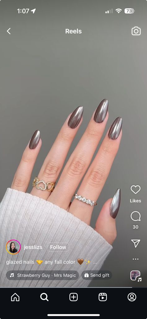 Iridescent Nails, Skin, Nails, Grey, Beauty