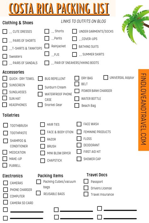 Unsure what to pack for visiting Costa Rica? This Costa Rica packing list includes what to pack, wear, and a free printable check list. Costa Rica Packing List | Costa Rica Travel | what to wear in Costa Rica | Costa Rica outfits | Costa Rica vacation | Costa Rica Outfit ideas | Central America travel | Costa Rica Travel | beach vacation | Costa Rica travel guide | Costa Rica aesthetic Traveling Costa Rica, Costa Rica Budget, Packing List Costa Rica, Packing List For Costa Rica, Costa Rica Travel Itinerary, Costa Rica Outfit Ideas What To Wear, Costa Rica Bucket List, What To Pack For Costa Rica, Costa Rica Packing List Women