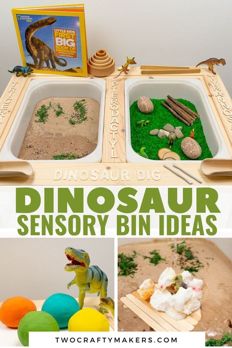 Dinosaur Sensory Bin, Dinosaur Sensory, Sensory Bin Ideas, Dinosaur Dig, Sensory Tubs, Sensory Dough, Dinosaur Play, Tuff Tray, Dinosaur Theme Party