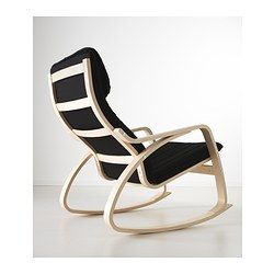 POÄNG Rocking chair - Alme black, birch veneer - IKEA - I'd like to try this one out....with a foot stool. Leather Chair Cushions, Birch Veneer, Ikea Home, Bent Wood, Ikea Family, Swivel Armchair, Oak Veneer, Sofa Armchair, Cushion Design