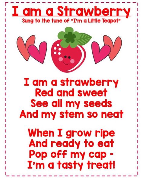 📚🍎Ms. Rowe✏️💙 on Instagram: “Some fruit songs & poems to learn with today’s fruit themed Distance Learning Activities! 🍓🍌🍉” Fruit Week Preschool, Healthy Food Songs For Preschool, Strawberry Learning Activities, Fruit Themed Preschool Activities, Songs About Fruits And Vegetables, Food Songs For Toddlers, Picnic Songs For Toddlers, Food Songs For Preschool, Vegetable Songs Preschool